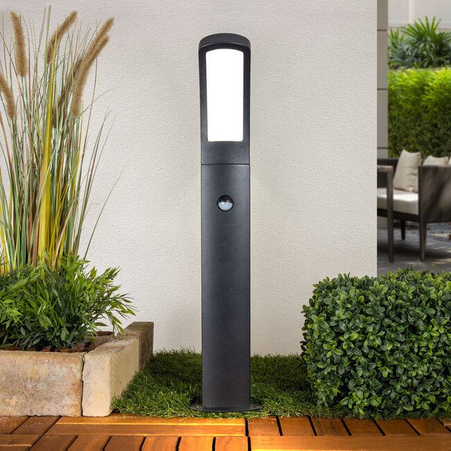 Modern standing outdoor lamp Reese with sensor - Black