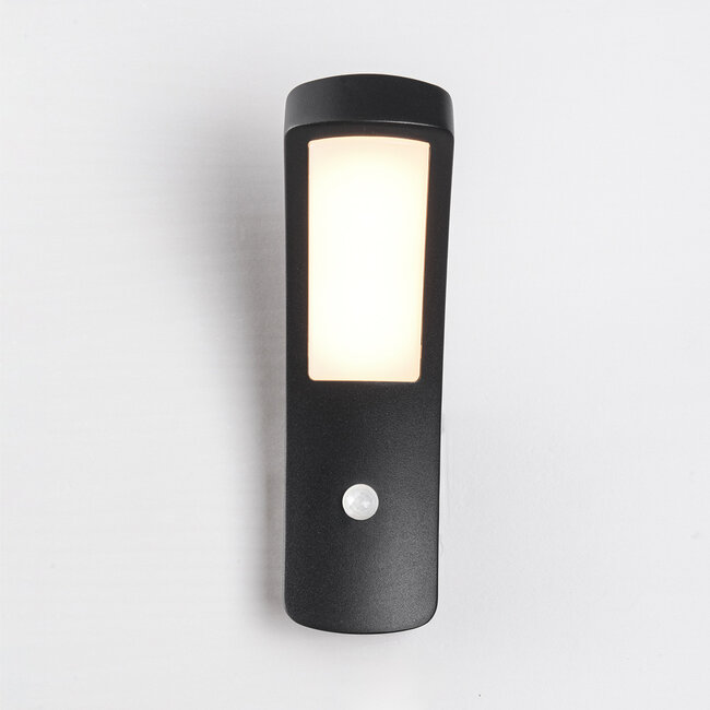 Modern outdoor wall light Noah with sensor - black integrated LED