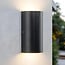2-light outdoor wall light Lila - black with integrated LED