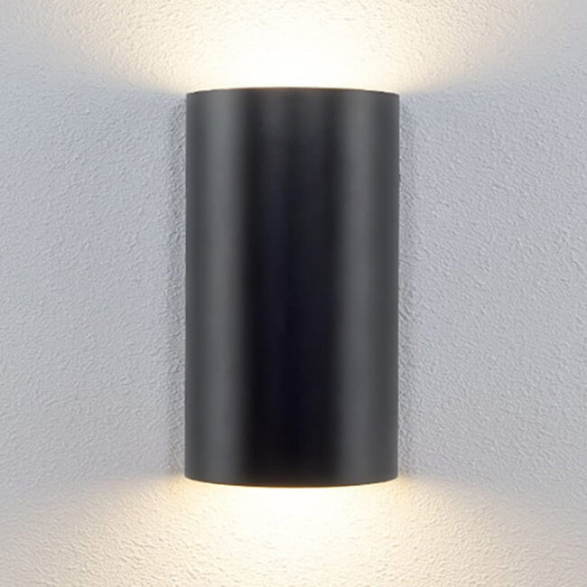 2-light outdoor wall light Lila - black with integrated LED