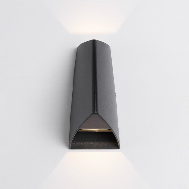 Designer 2-light outdoor wall light Romy - black with integrated LED