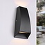 Designer 2-light outdoor wall light Rain - black with integrated LED