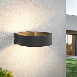 Round outdoor wall light Misty - black with integrated LED