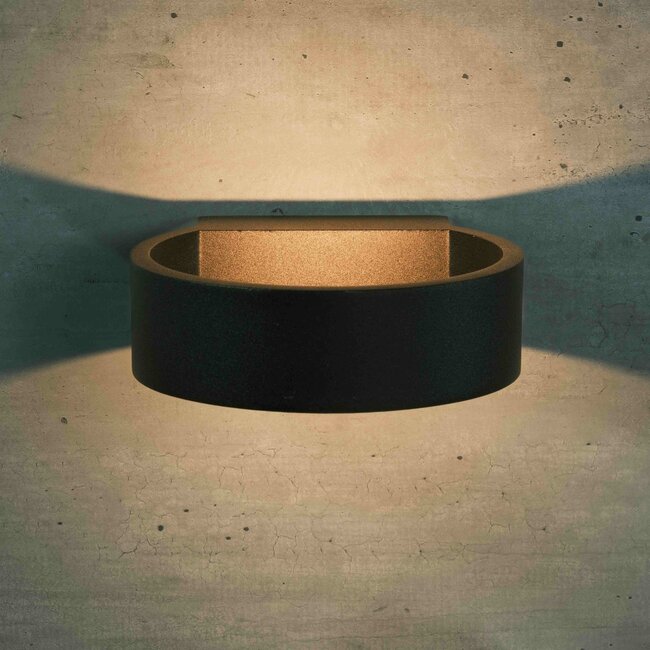 Modern outdoor wall lamp, round, Misty - Black