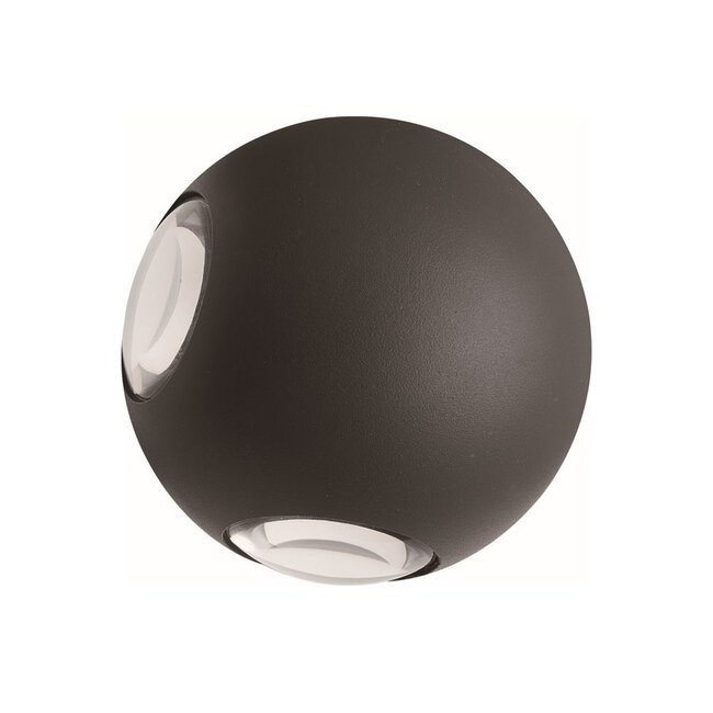 Spherical outdoor wall light Cosmo - black with integrated LED