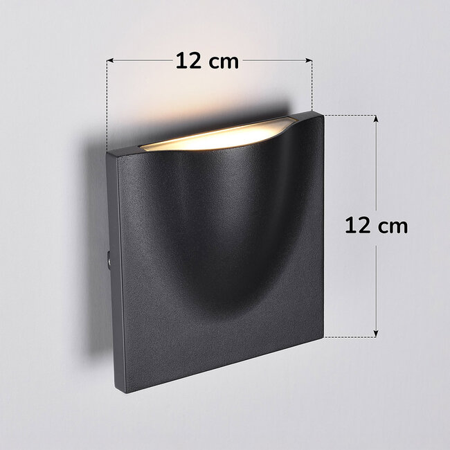 Square outdoor wall light Zack - black with integrated LED