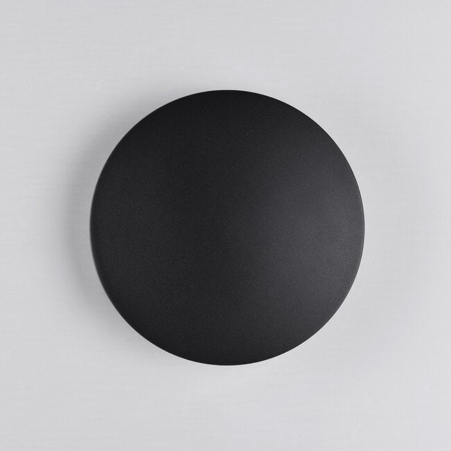 Round outdoor wall light Lune - black with integrated LED