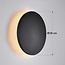 Round outdoor wall light Lune - black with integrated LED