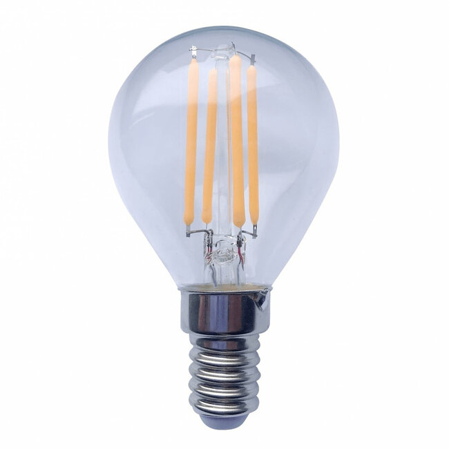 E14 filament bulb, clear glass, 2100K, 1.6W Ø45 mm