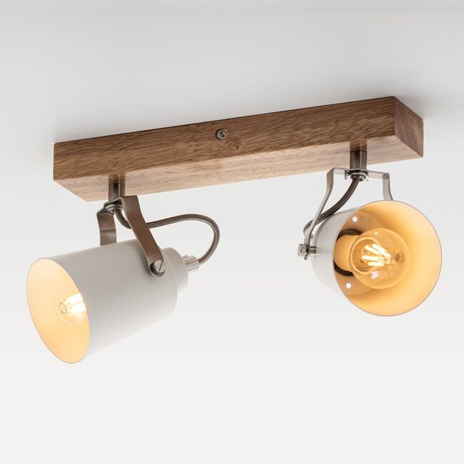 Wood ceiling lamp with 2 spotlights - Flint