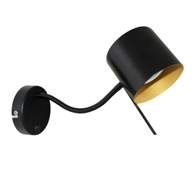 Industrial wall lamp black with Gold - Carmel