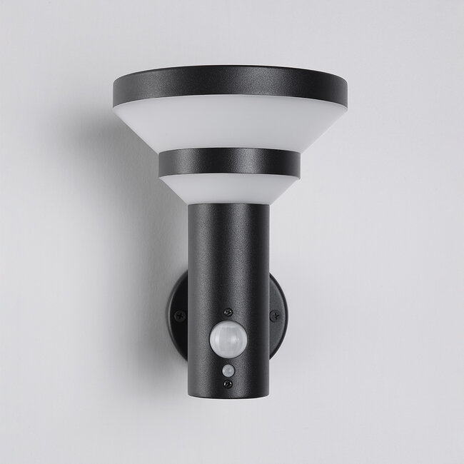 Modern solar wall light black with sensor - Kensington