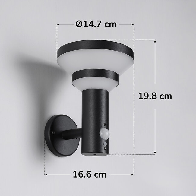 Modern solar wall light black with sensor - Kensington