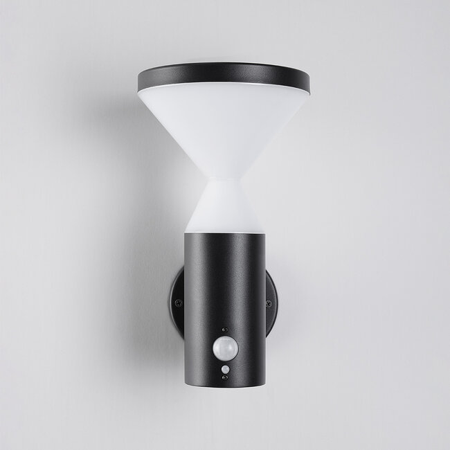 Modern black solar outdoor wall light with sensor - Chandler