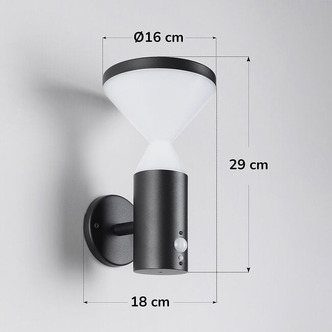 Modern black solar outdoor wall light with sensor - Chandler