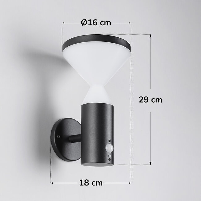 Modern solar wall lamp black with sensor - Chandler