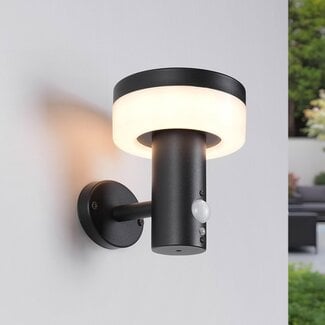 Modern solar outdoor wall light in black with sensor - Sandrine