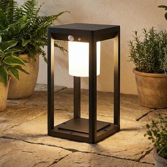 Solar outdoor floor lamp Kiran with sensor - black with integrated LED