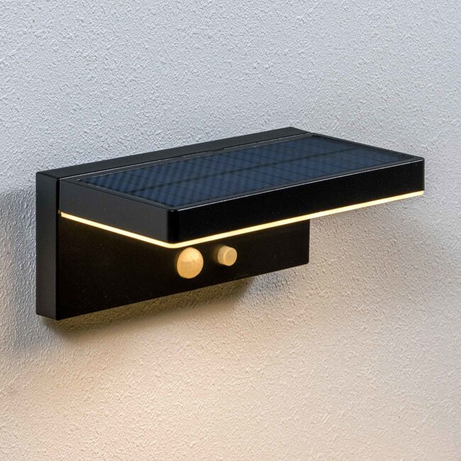 Modern solar outdoor wall light black with sensor - Hendrick