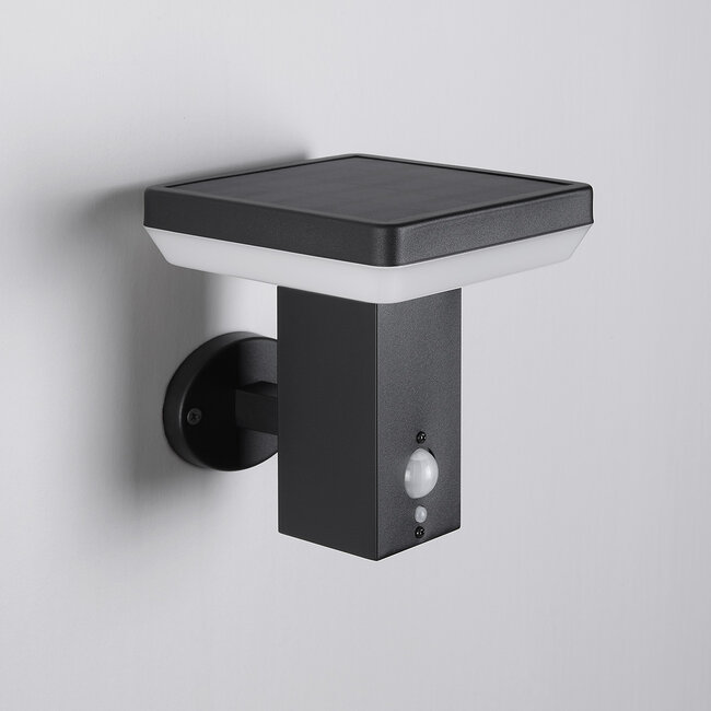 Modern solar outdoor wall light black with sensor - Aila