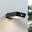 Modern solar outdoor wall light with sensor, black - Shiny