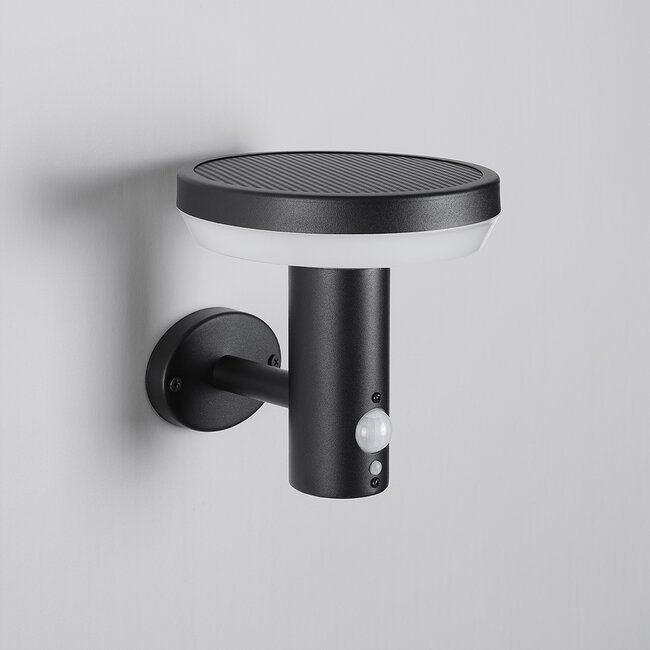 Modern solar wall light black with sensor - Dimmy