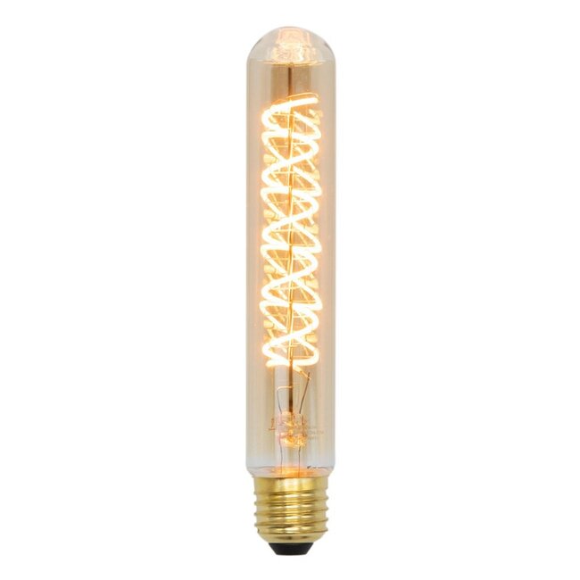 E27 dimmable, amber LED tubular bulb with spiral filament (1800K) 4W