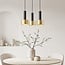 Modern 3-light pendant lamp Chantal, matte-black with gold