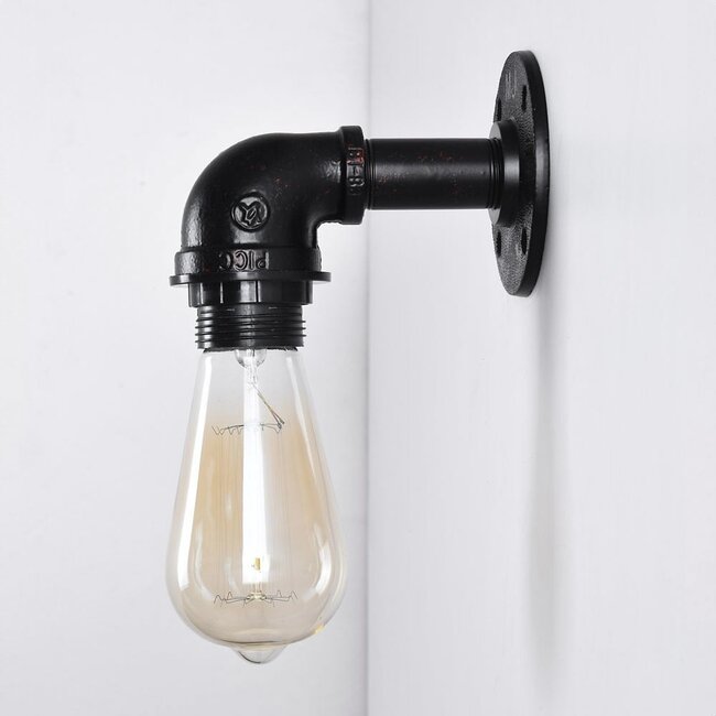 Industrial wall lamp Crane in black and gold