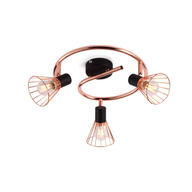 Industrial copper ceiling spotlight, 3-lights - Oregon