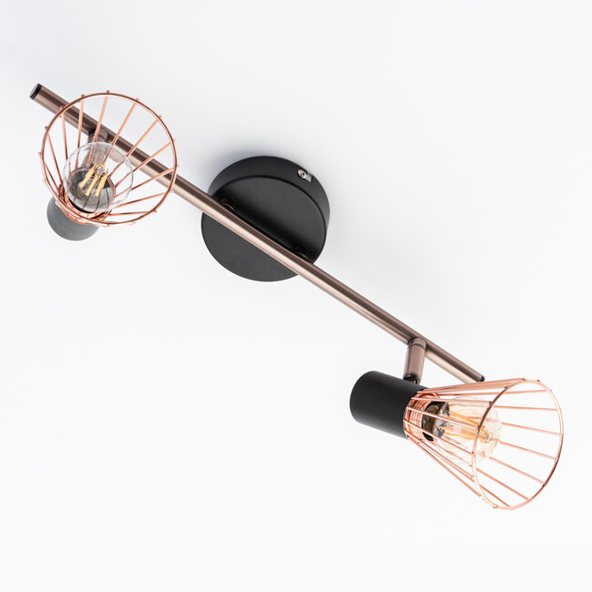 Industrial copper ceiling spotlight, 2-lights - Lincoln