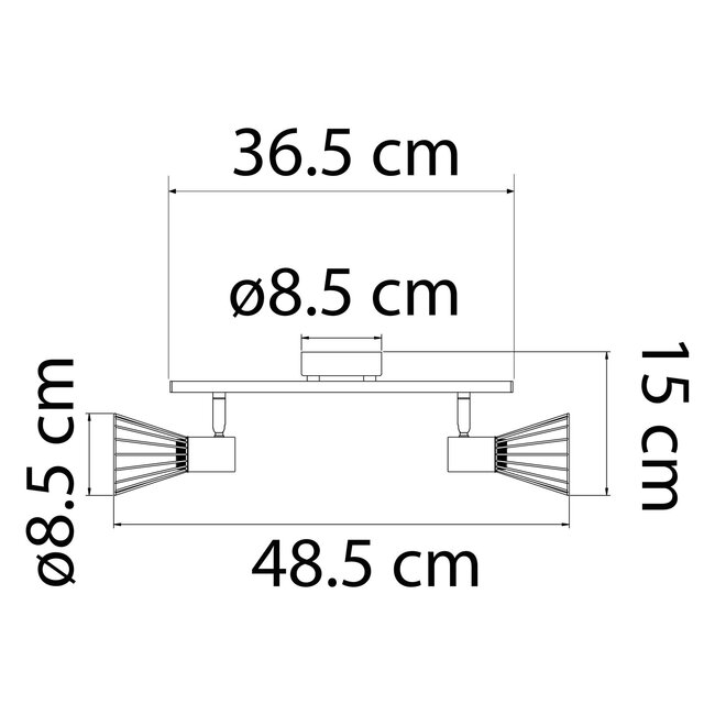 Industrial copper ceiling spotlight, 2-lights - Lincoln