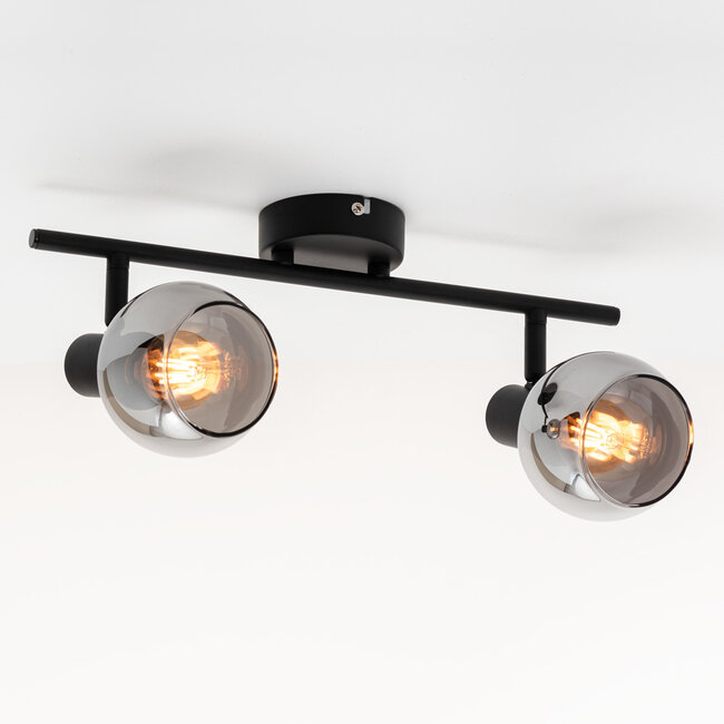 2-light ceiling light Phoenix - smoked glass with mirror effect