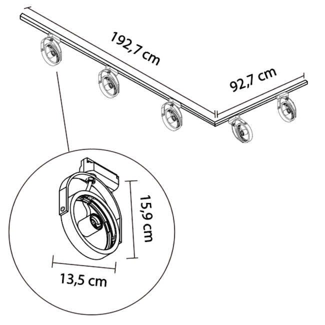 Modern single-phase track system 3x 1 metre with Skaly spots - Ceiling lamp