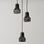 Industrial 3-light pendant lamp Hailey in black