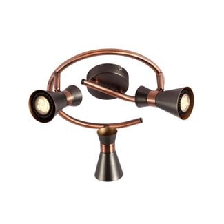 Ceiling lamp Rose, 3-light, copper with black spotlights