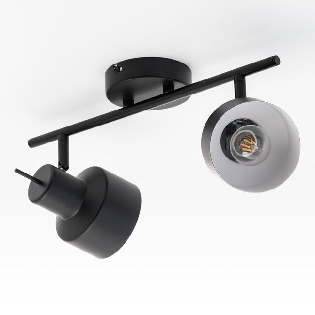 Ceiling spotlight Henry 2-light, matte-black and white