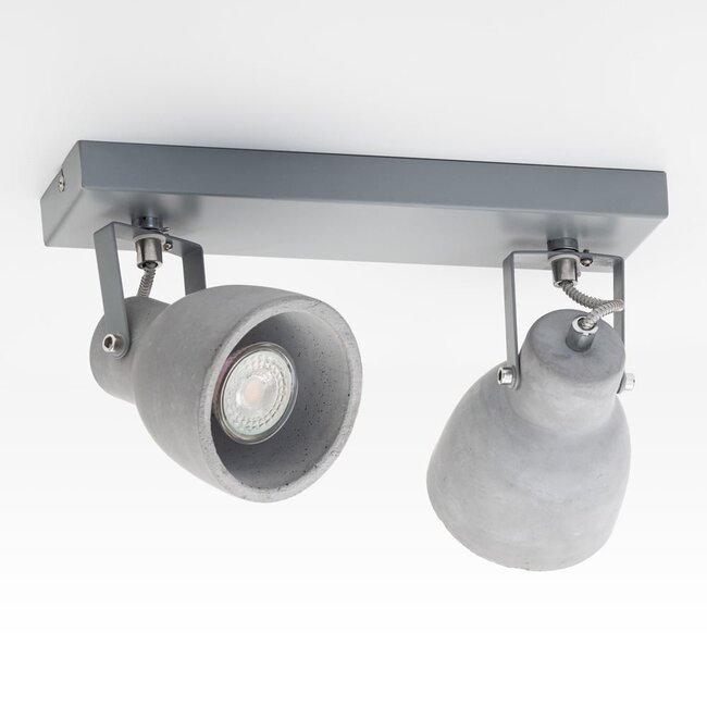 Ceiling light concrete grey with 2 spots - Arthur