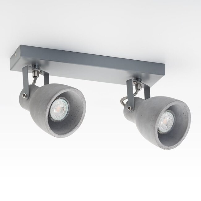 Ceiling light concrete grey with 2 spots - Arthur