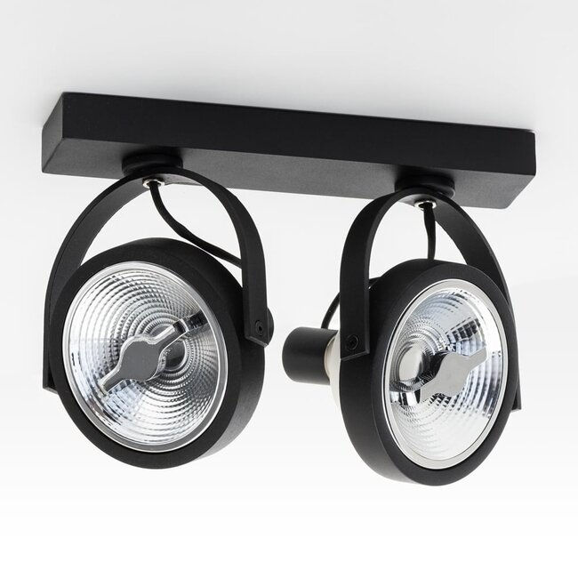 GU10 AR111 Scarlett 2-light surface-mounted spotlight in black