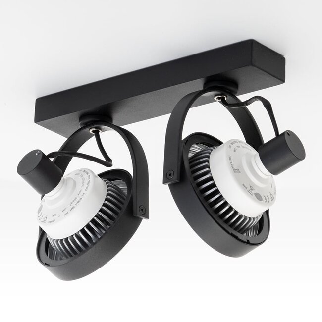GU10 AR111 Scarlett 2-light surface-mounted spotlight in black