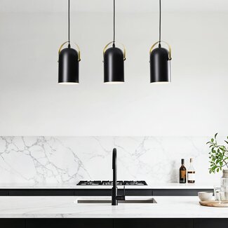 Industrial ceiling spot in black with golden details and 3 spots - Helsinki