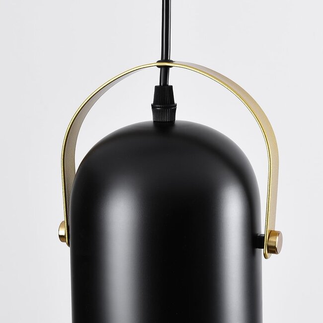 Industrial ceiling spot in black with golden details and 3 spots - Helsinki