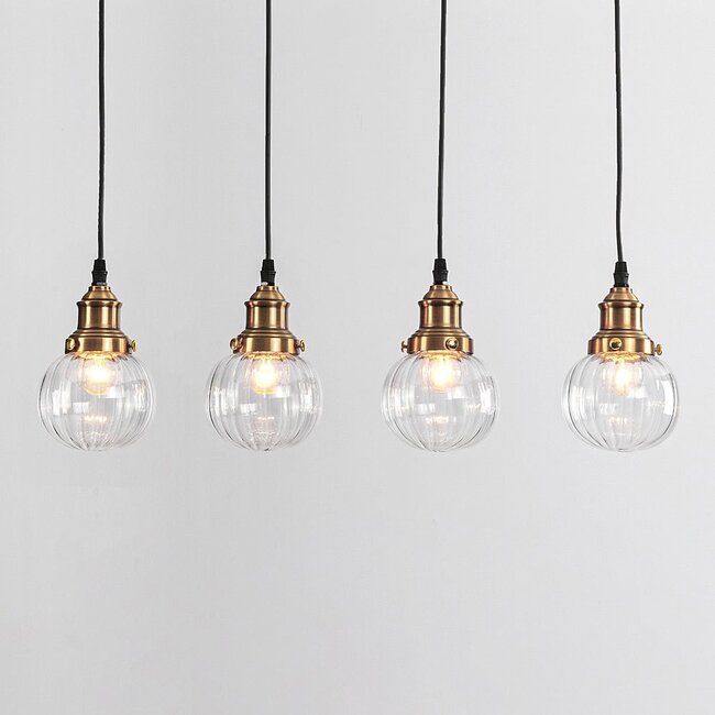 4-light Art Deco pendant light Bologna - clear glass