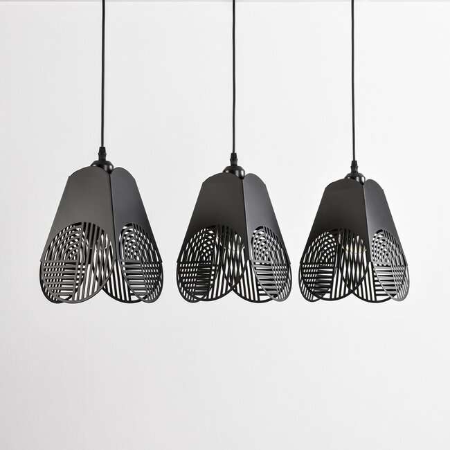 Designer 3-light pendant lamp Brussels in black