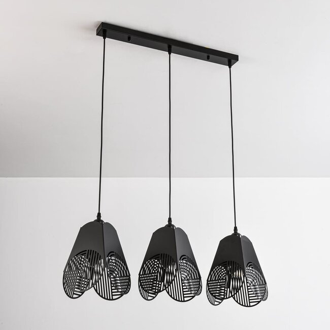 Designer 3-light pendant lamp Brussels in black