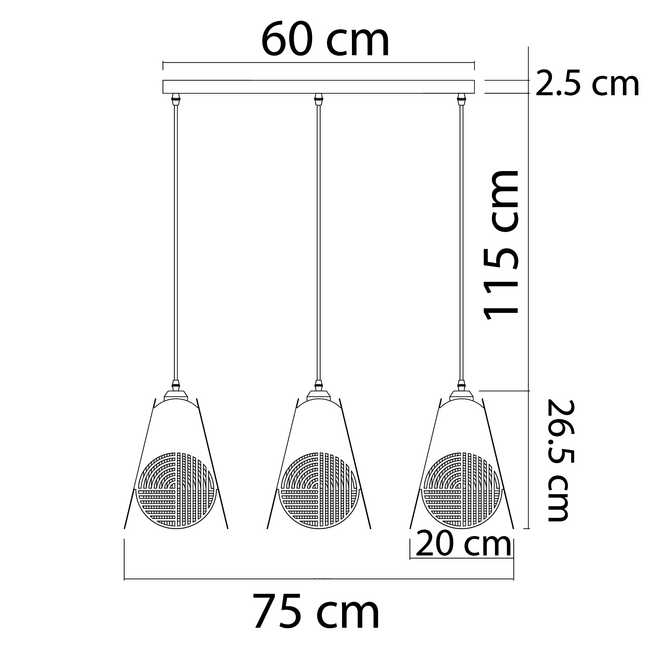 Design pendant lamp black with 3 lamps - Brussels