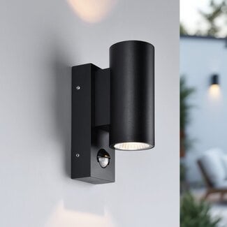 Round outdoor wall light Cathy with sensor 2 x 3W LEDs - anthracite