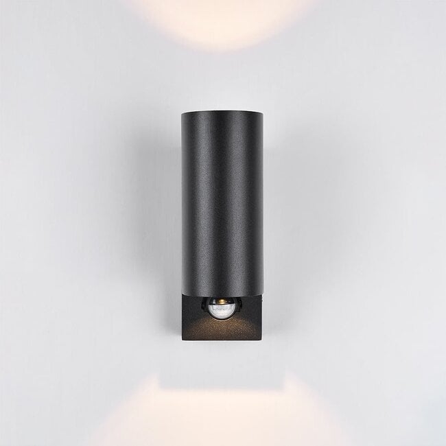 Round outdoor wall light Cathy with sensor 2 x 3W LEDs - anthracite