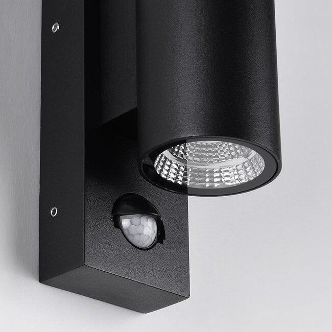 Round outdoor wall light Cathy with sensor 2 x 3W LEDs - anthracite